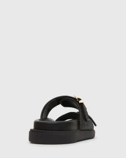 ASTAR Leather Woven Strap Footbed Slides