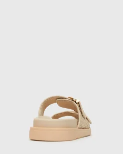 ASTAR Leather Woven Strap Footbed Slides