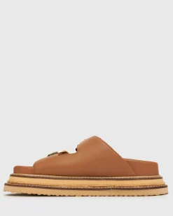 HARLAND Leather Flatform Slides