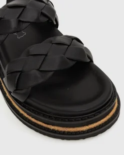 HEIDI Braided Leather Flatform Slides