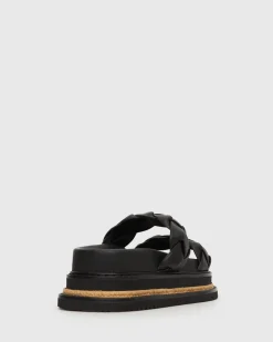 HEIDI Braided Leather Flatform Slides