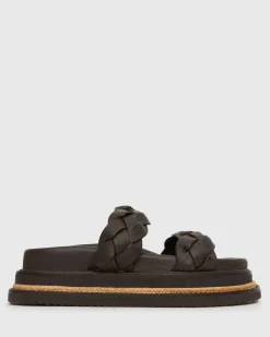 HEIDI Braided Leather Flatform Slides