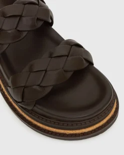 HEIDI Braided Leather Flatform Slides