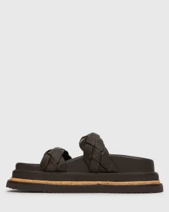HEIDI Braided Leather Flatform Slides