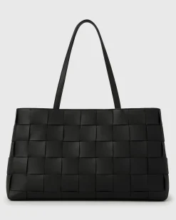 KENNIE Leather Woven Tote Handbag