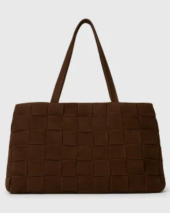 KENNIE Leather Woven Tote Handbag