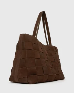 KENNIE Leather Woven Tote Handbag