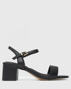 LIV Block Heel Leather Sandals