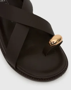 MALIBU Leather Crossover Ankle-Strap Sandals