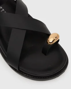 MALIBU Leather Crossover Ankle-Strap Sandals