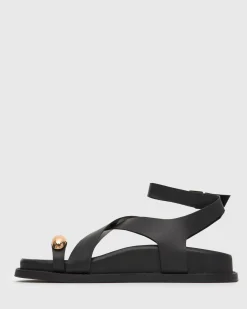 MALIBU Leather Crossover Ankle-Strap Sandals