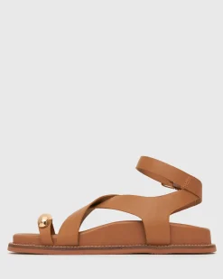 MALIBU Leather Crossover Ankle-Strap Sandals