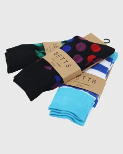 MENS BLACK MULTI BAMBOO SOCKS M/L