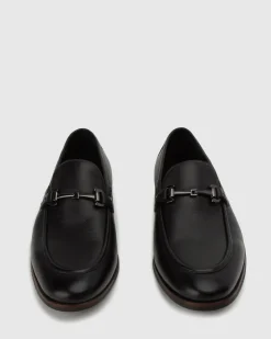 NATE Leather Buckle Trim Loafers