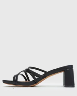 PRAISE Strappy Block Heel Mules