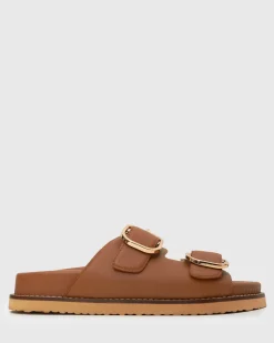 Wider Fit HUSH Leather Buckle Slides