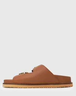 Wider Fit HUSH Leather Buckle Slides