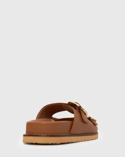 Wider Fit HUSH Leather Buckle Slides