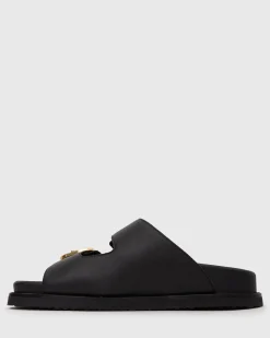 Wider Fit HUSH Leather Buckle Slides