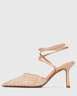 YAS 2 Bling Mesh Strappy Stiletto